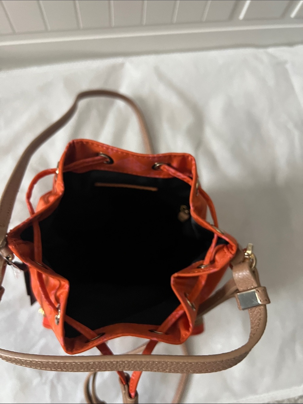 Russet Orange Drawstring Bucket Bag - Picture 4 of 5